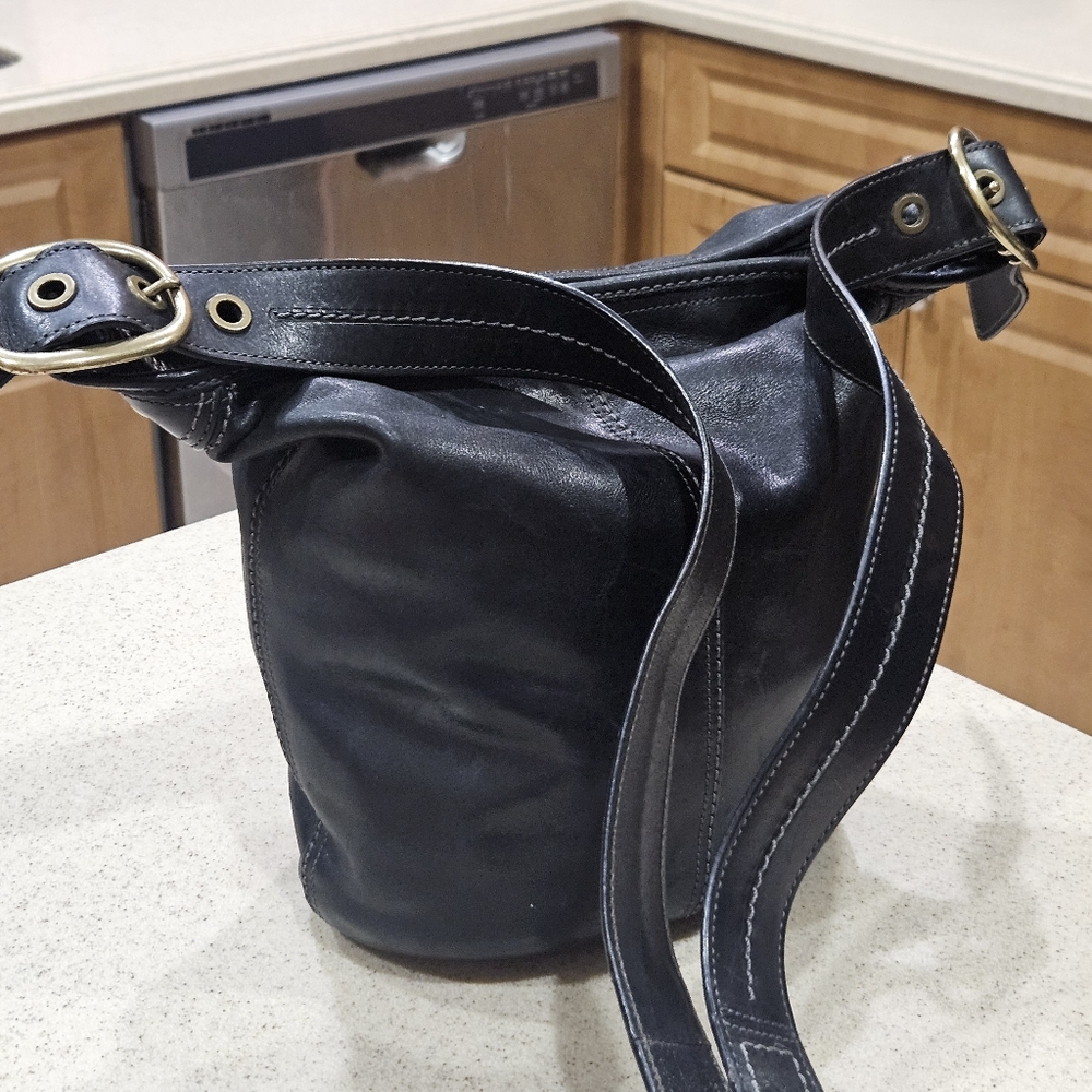 COACH BLACK LEATHER CROSSBODY HANDBAG, COACH Bucket Bag, Coach EST 1941 HANDBAG